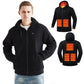 Veste chauffante zippée à capuche, cinq zones USB