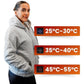 Veste chauffante zippée à capuche, cinq zones USB