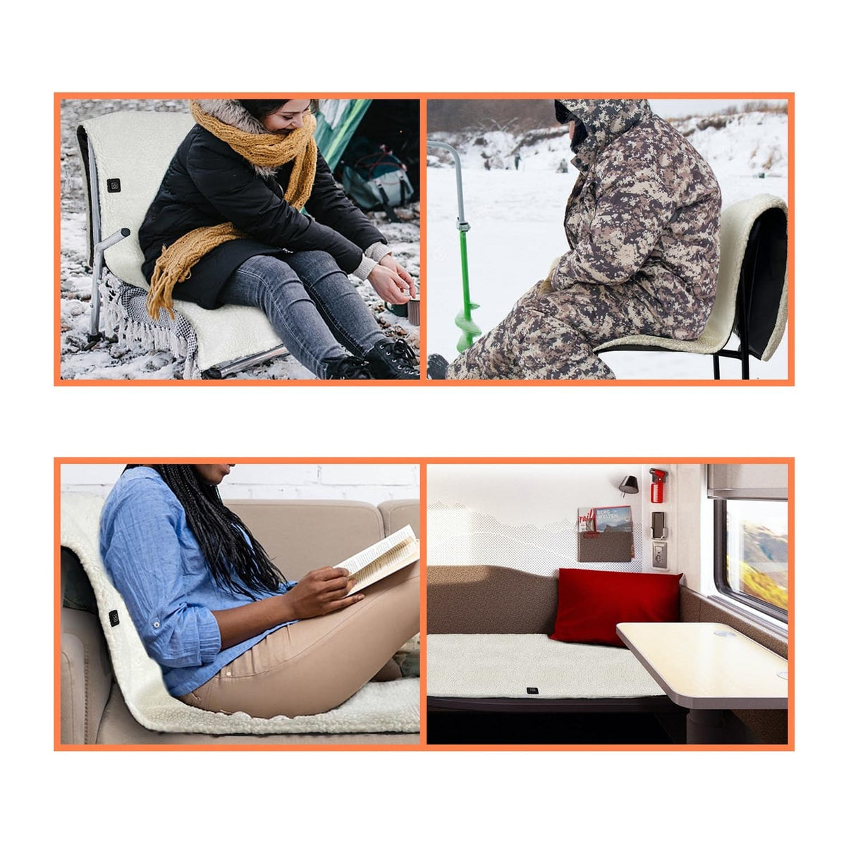 Coussin chauffant de chaise en polaire à deux zones USB