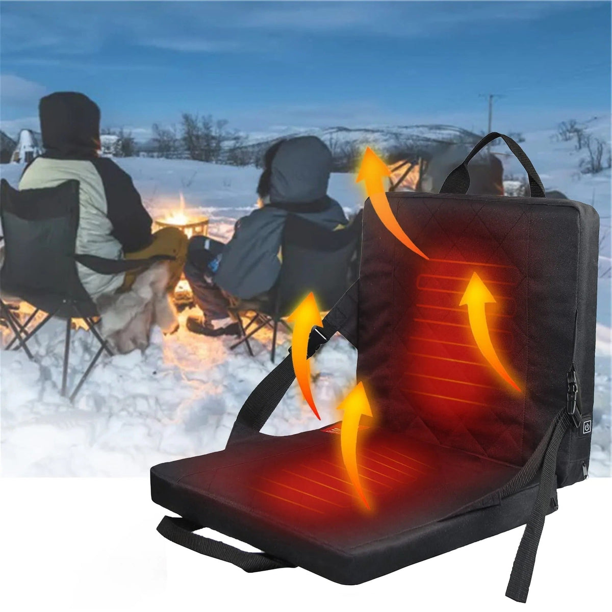 Coussin de siège chauffant USB avec dossier et sangles