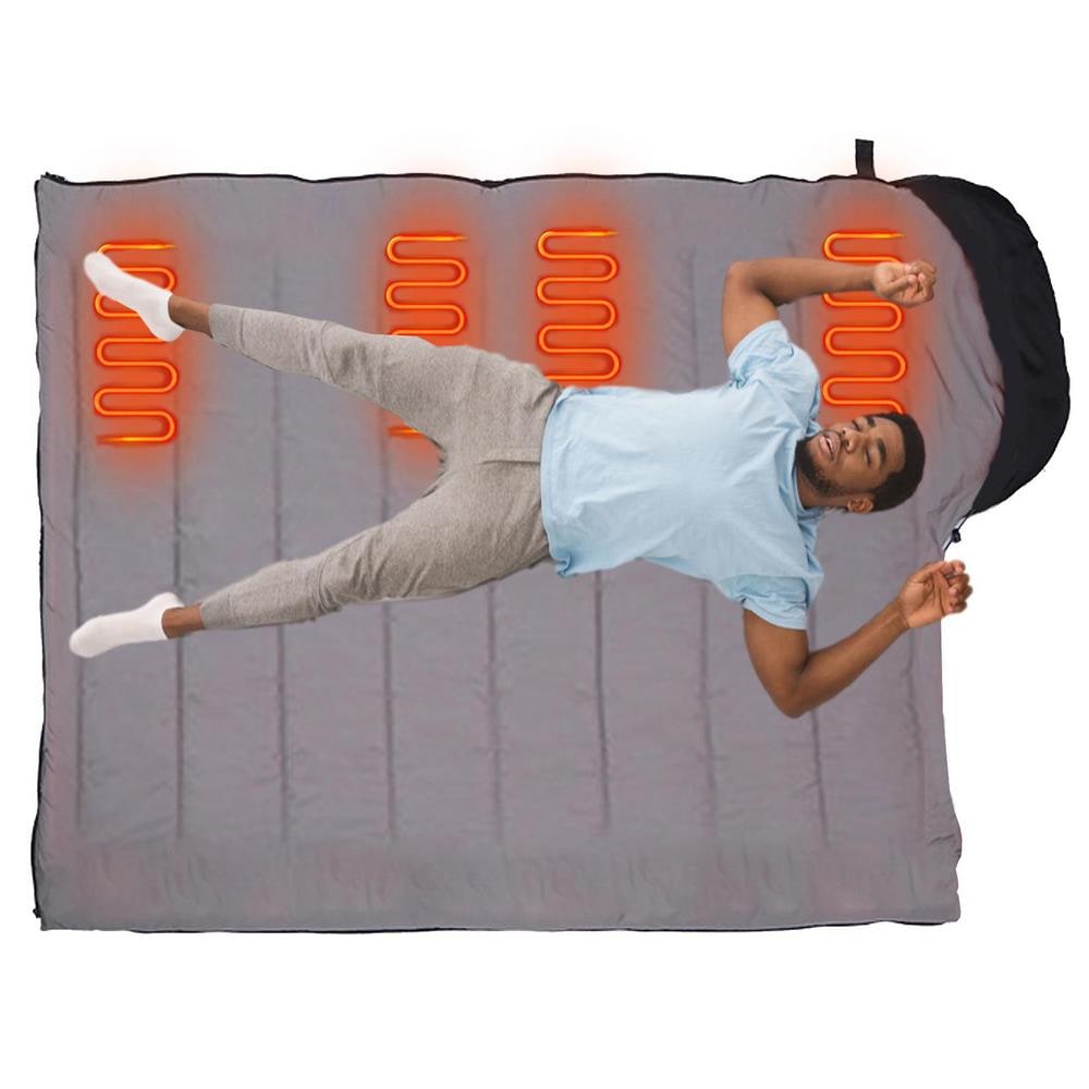 Sac de couchage chauffant USB à capuche et ouverture intégrale