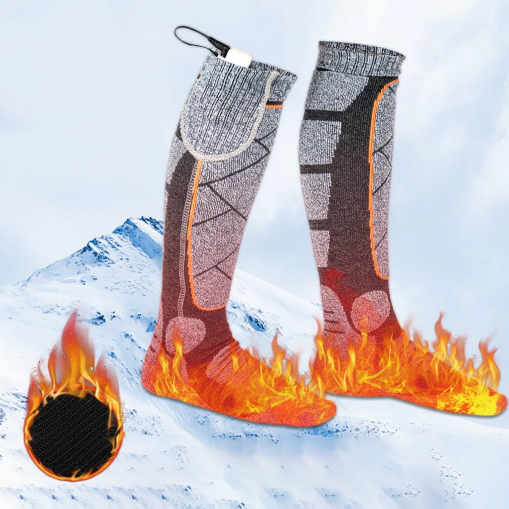 Chaussettes chauffantes montantes avec deux batteries rechargeables