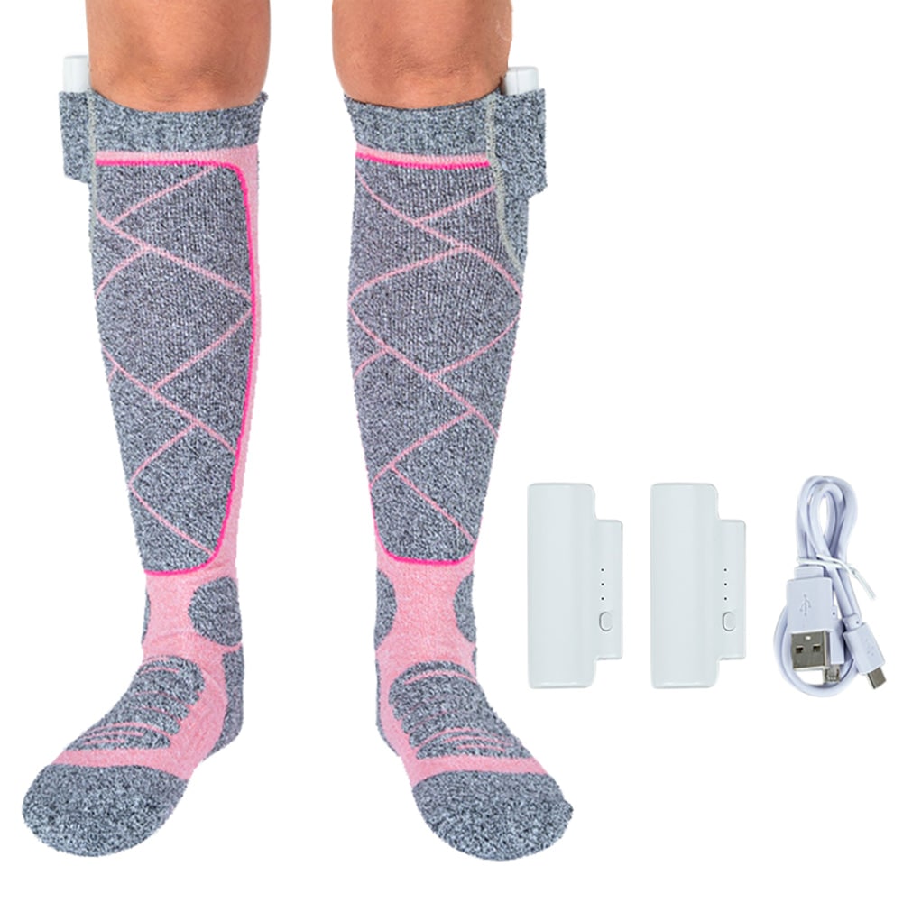 Chaussettes chauffantes montantes avec deux batteries rechargeables