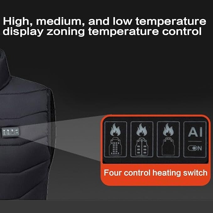 Gilet chauffant unisexe matelassé avec alimentation USB