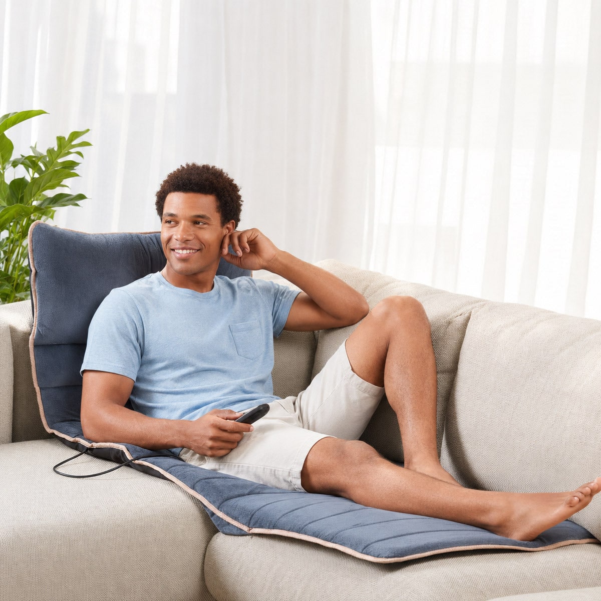Matelas de massage chauffant à neuf moteurs et télécommande