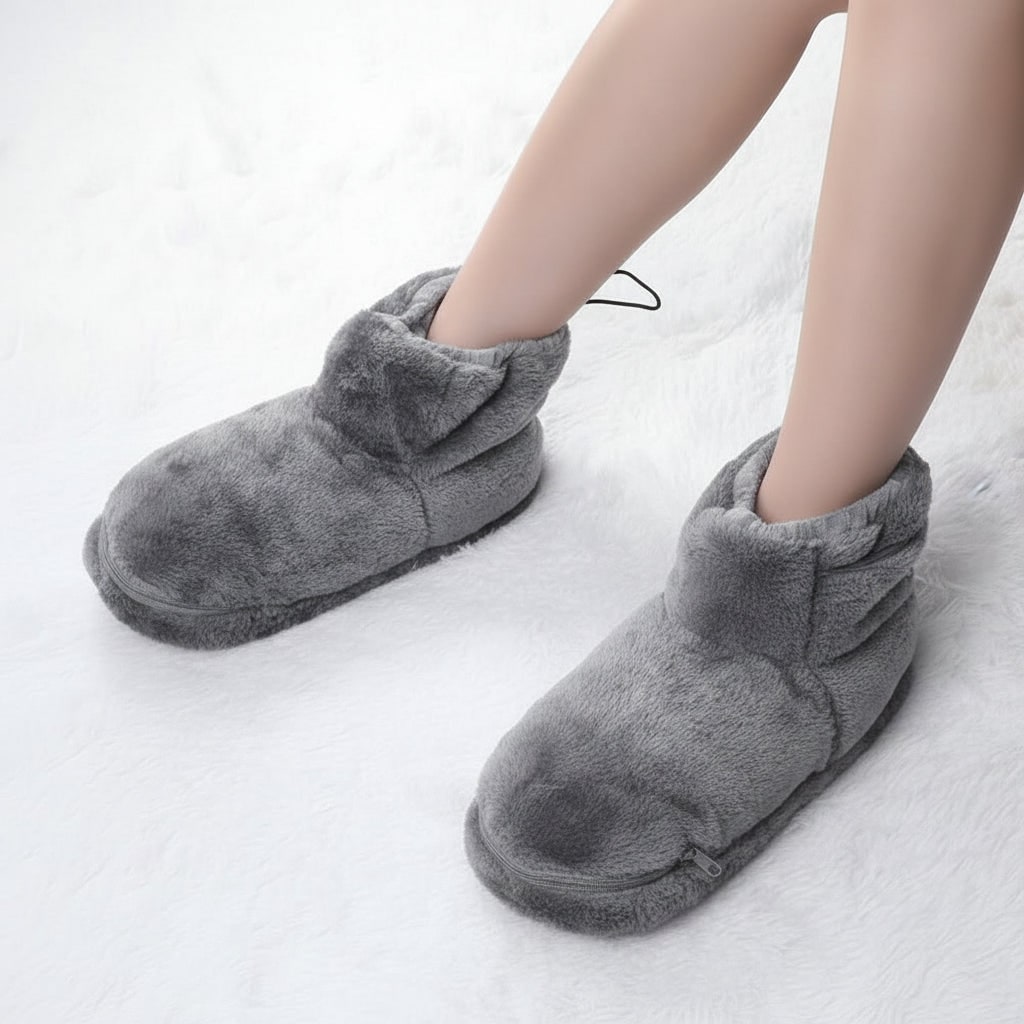 Chaussons bottillons chauffants USB en peluche