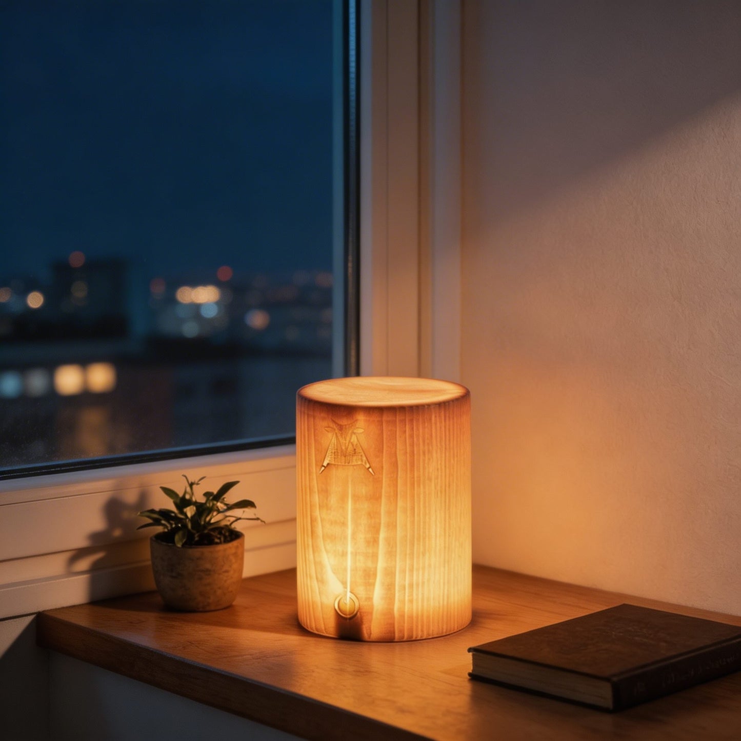 Lampe de table LED rechargeable en bois – image 2
