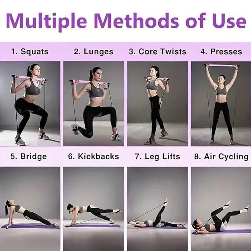Barre de Pilates démontable avec bandes de résistance
