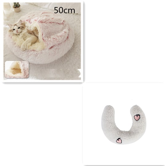 Panier couvert pour chat en peluche avec rebord rembourré