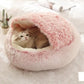 Panier couvert pour chat en peluche avec rebord rembourré