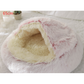 Panier couvert pour chat en peluche avec rebord rembourré