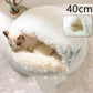Panier couvert pour chat en peluche avec rebord rembourré