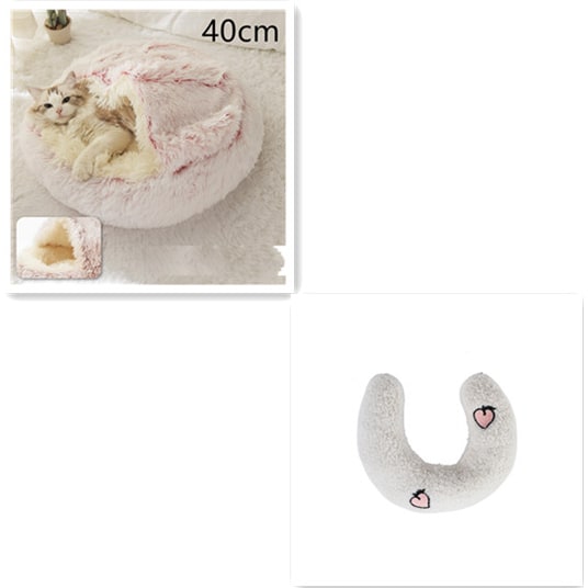 Panier couvert pour chat en peluche avec rebord rembourré