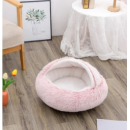 Panier couvert pour chat en peluche avec rebord rembourré