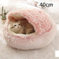 Panier couvert pour chat en peluche avec rebord rembourré