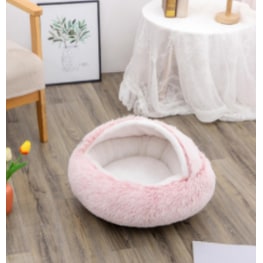 Panier couvert pour chat en peluche avec rebord rembourré