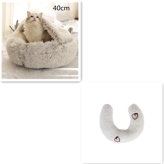 Panier couvert pour chat en peluche avec rebord rembourré