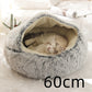 Panier couvert pour chat en peluche avec rebord rembourré