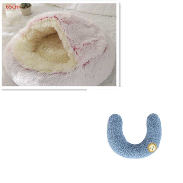 Panier couvert pour chat en peluche avec rebord rembourré