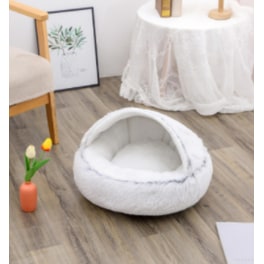 Panier couvert pour chat en peluche avec rebord rembourré