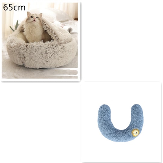 Panier couvert pour chat en peluche avec rebord rembourré
