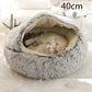 Panier couvert pour chat en peluche avec rebord rembourré