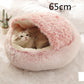Panier couvert pour chat en peluche avec rebord rembourré