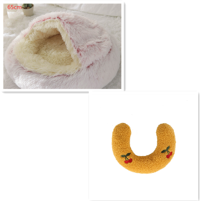 Panier couvert pour chat en peluche avec rebord rembourré