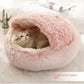 Panier couvert pour chat en peluche avec rebord rembourré