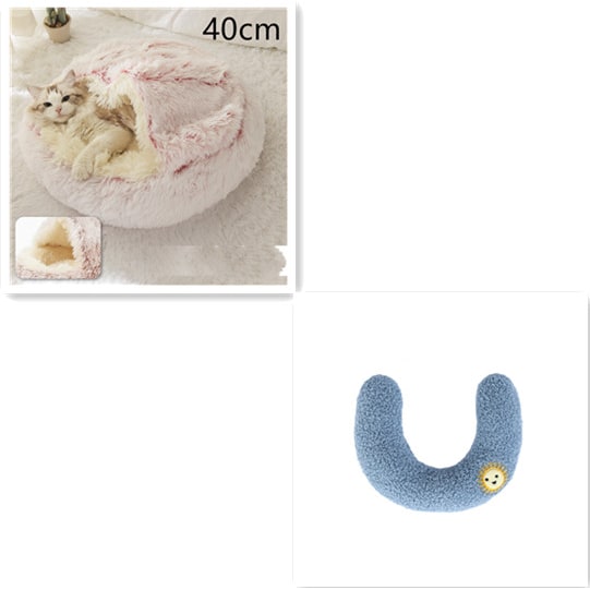 Panier couvert pour chat en peluche avec rebord rembourré