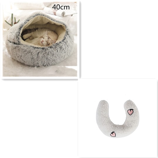 Panier couvert pour chat en peluche avec rebord rembourré