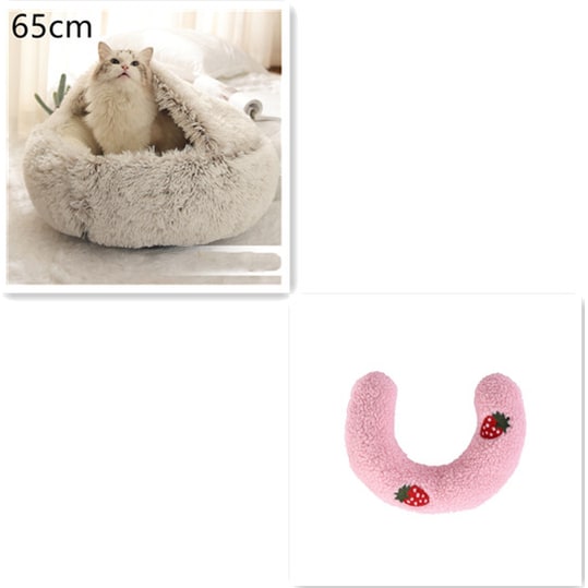 Panier couvert pour chat en peluche avec rebord rembourré