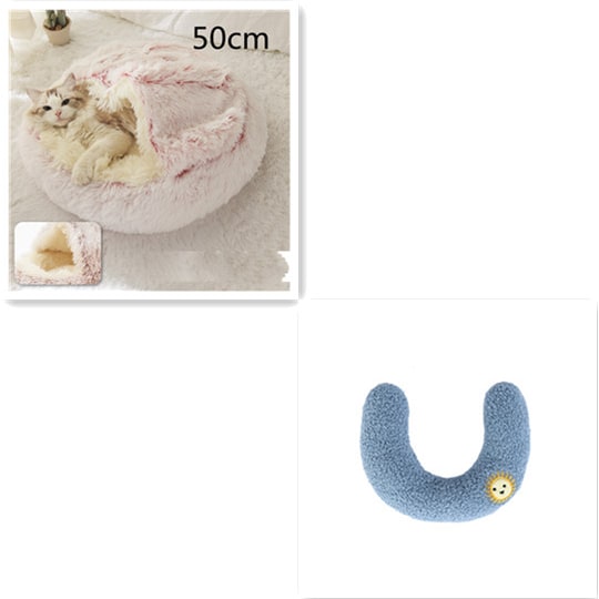 Panier couvert pour chat en peluche avec rebord rembourré