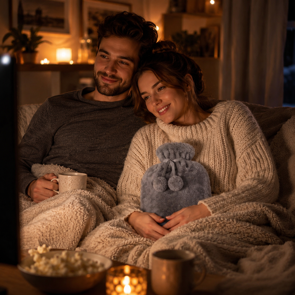Bouillotte de 2 litres avec housse peluche amovible