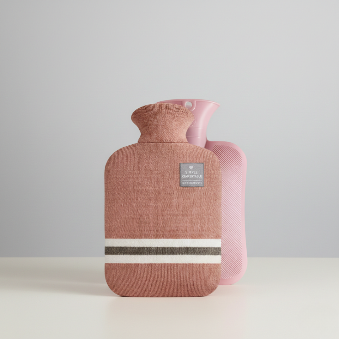 Bouillotte de 2 litres avec housse en maille rayée