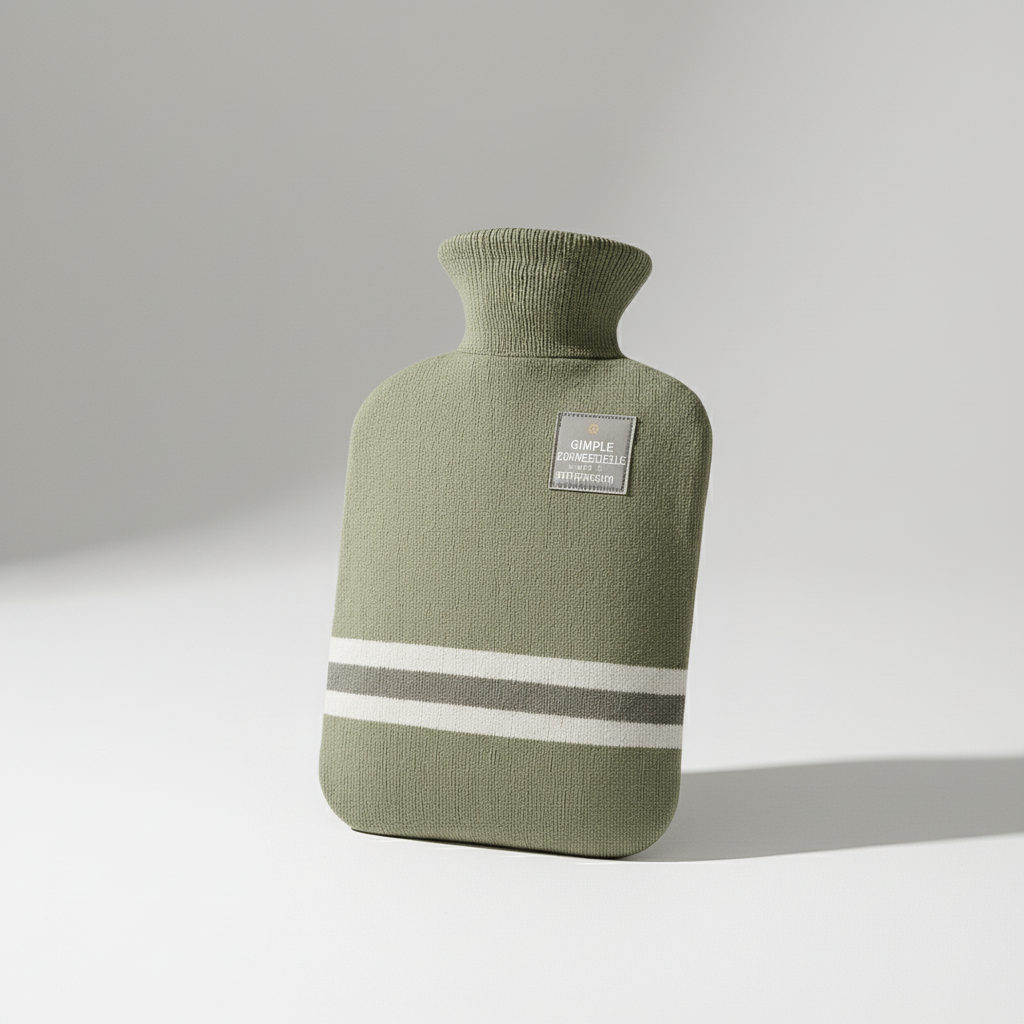 Bouillotte de 2 litres avec housse en maille rayée