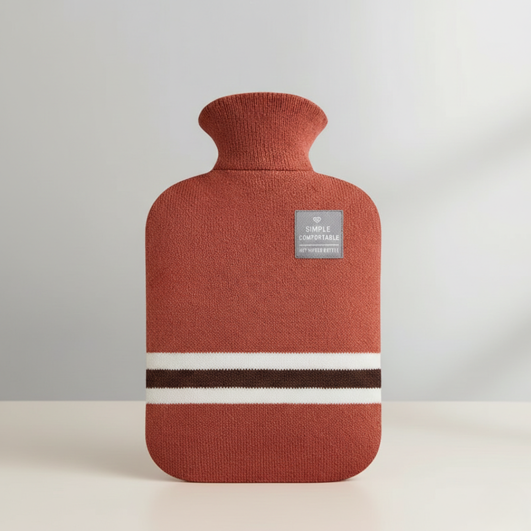 Bouillotte de 2 litres avec housse en maille rayée