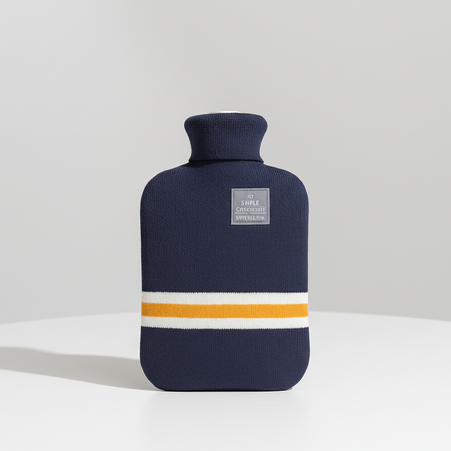 Bouillotte de 2 litres avec housse en maille rayée