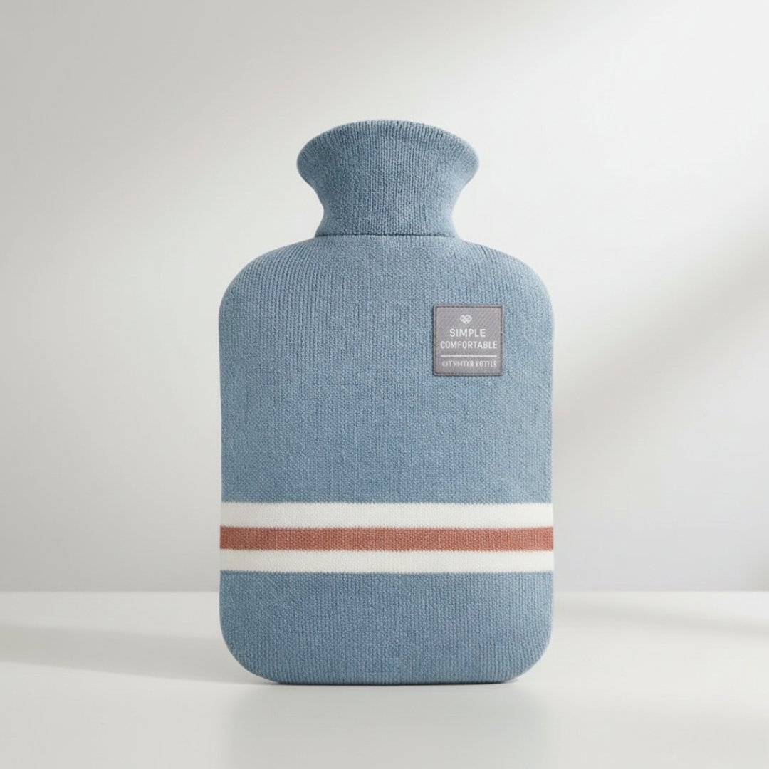 Bouillotte de 2 litres avec housse en maille rayée
