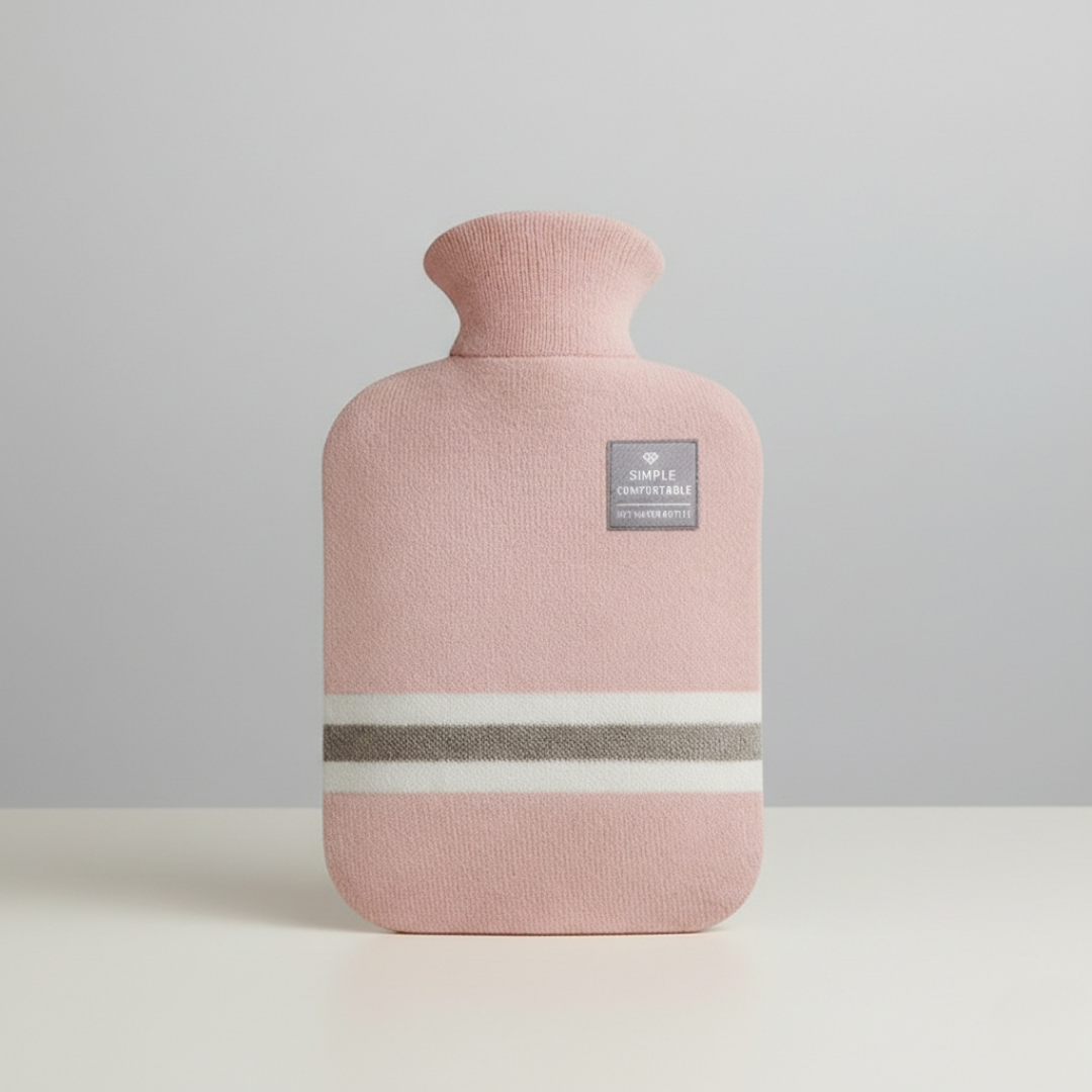 Bouillotte de 2 litres avec housse en maille rayée