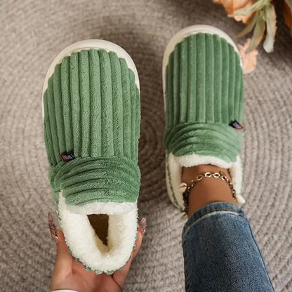 Chaussons bottillons en velours côtelé doublés polaire