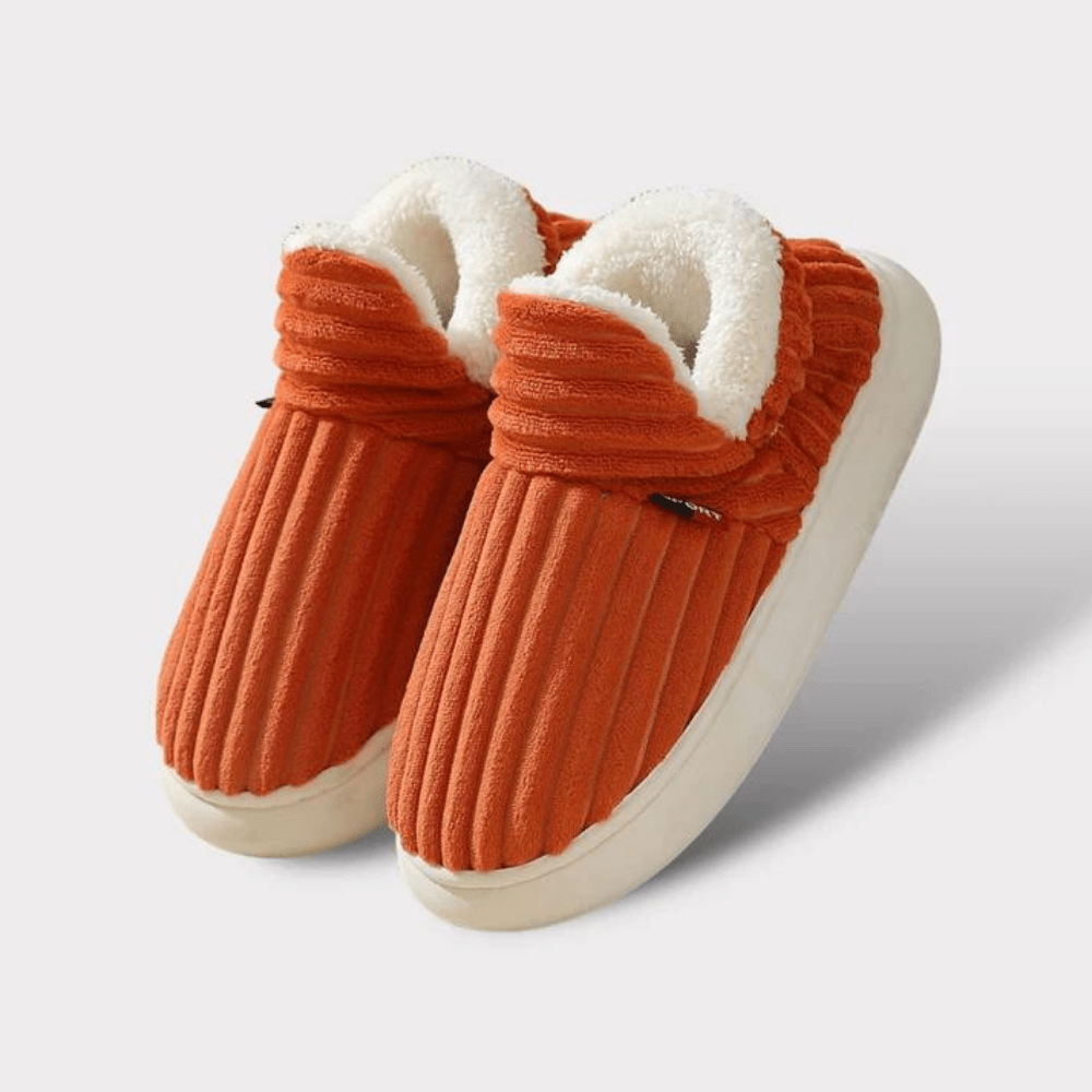 Chaussons bottillons en velours côtelé doublés polaire