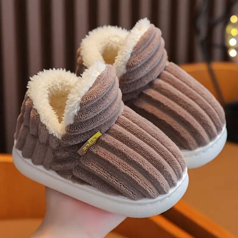 Chaussons bottillons en velours côtelé doublés polaire