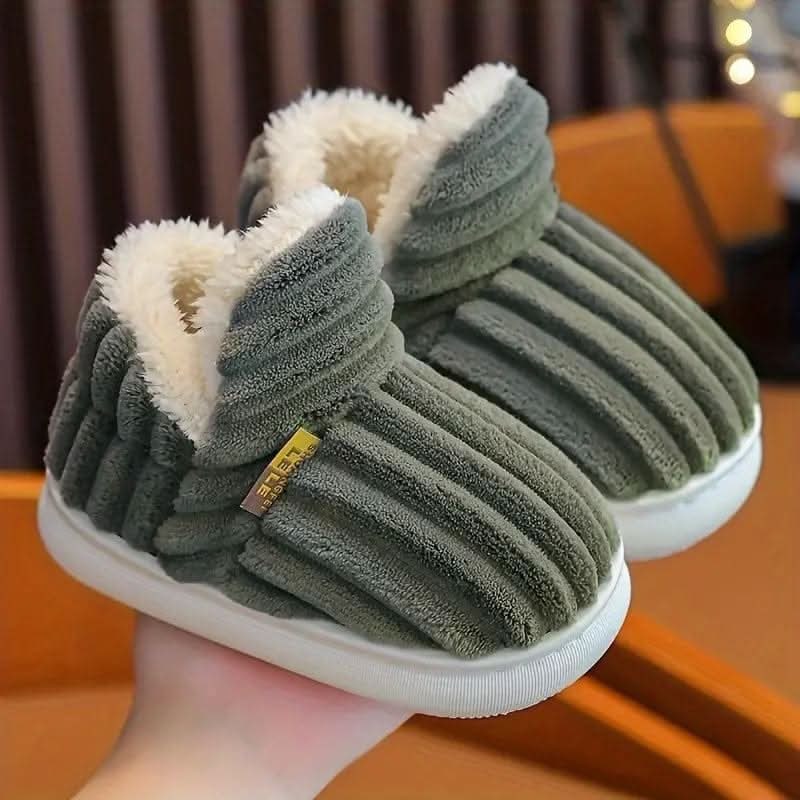 Chaussons bottillons en velours côtelé doublés polaire