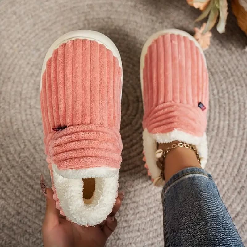 Chaussons bottillons en velours côtelé doublés polaire