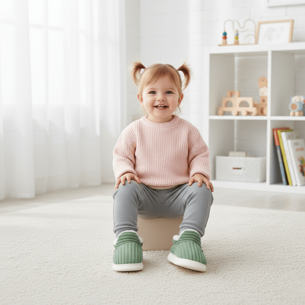 Chaussons bottillons en velours côtelé doublés polaire
