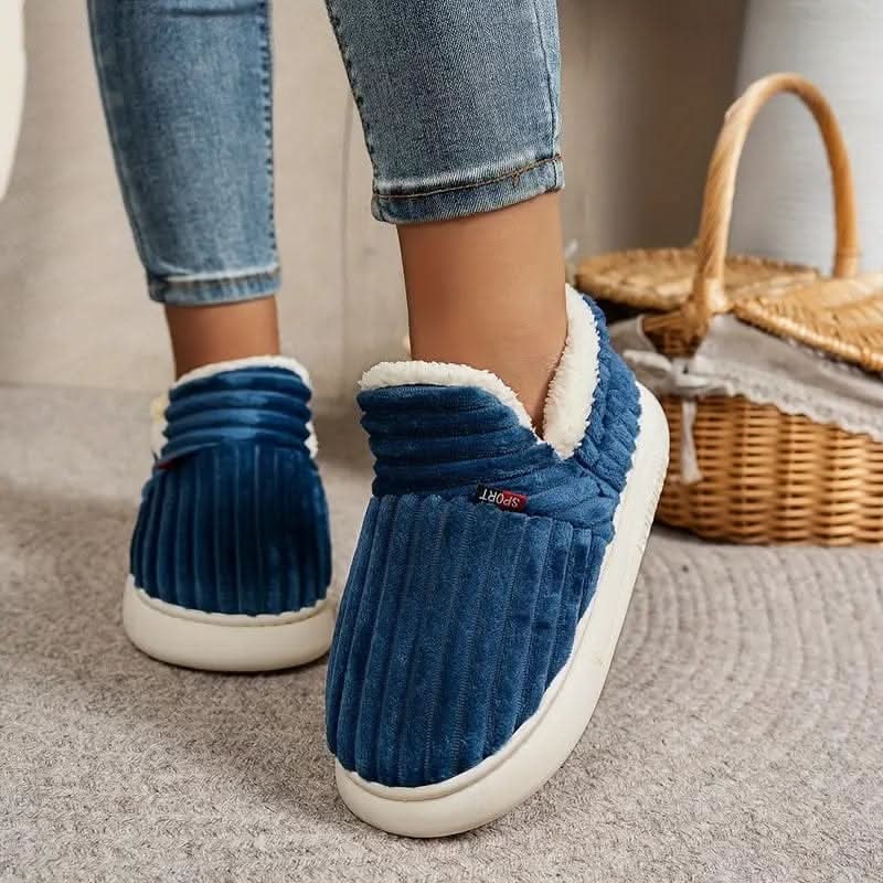 Chaussons bottillons en velours côtelé doublés polaire
