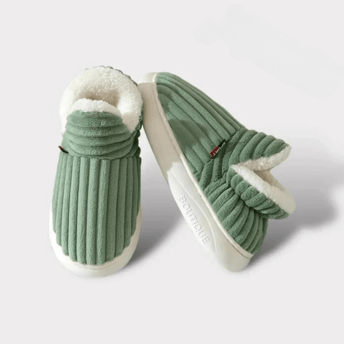 Chaussons bottillons en velours côtelé doublés polaire