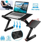 Support d'ordinateur réglable à pieds articulés et tablette latérale