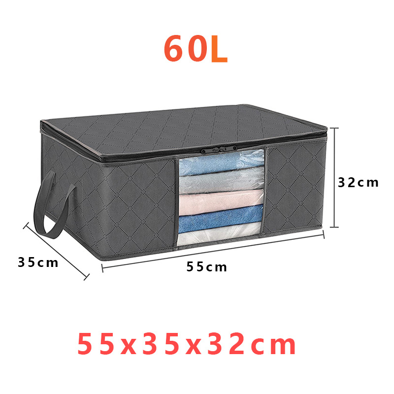 Boîte de rangement textile pliable à fenêtre et poignées